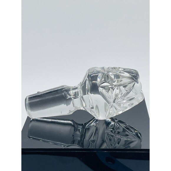 Vtg Clear Pressed Crystal Bottle Decanter Stopper ONLY 4.5” Long Heavy - Picture 2 of 6